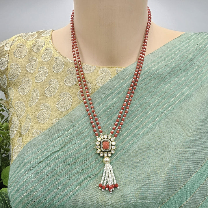 Coral moissanite necklace