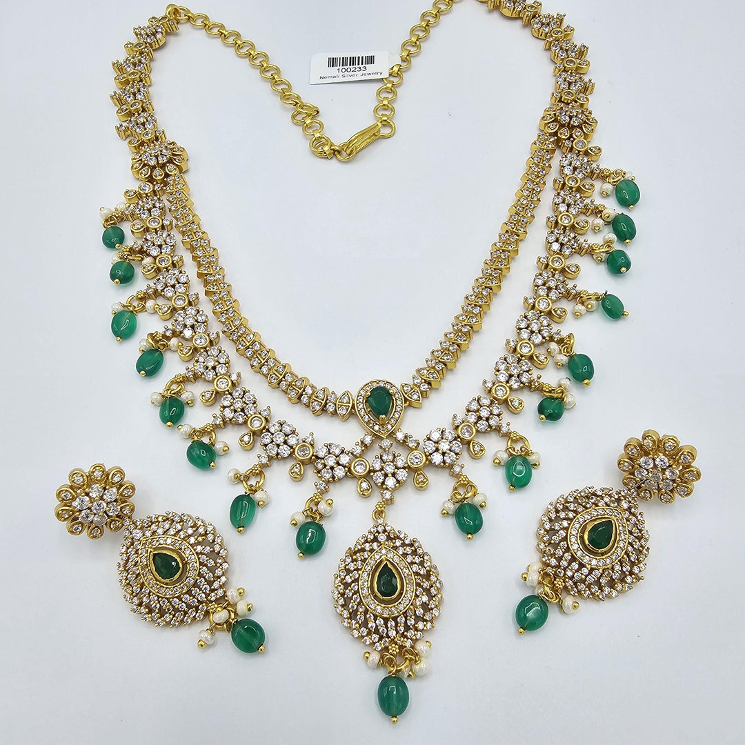2 layered CZ necklace set