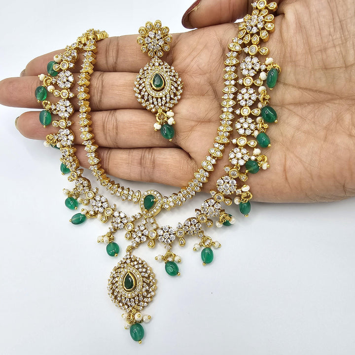 2 layered CZ necklace set