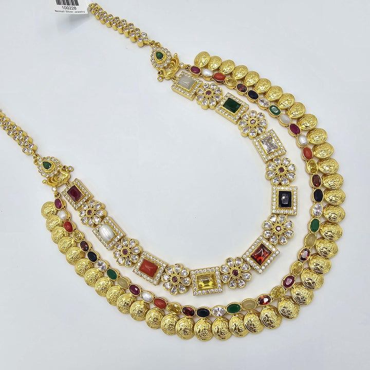 Silver Navratna necklace