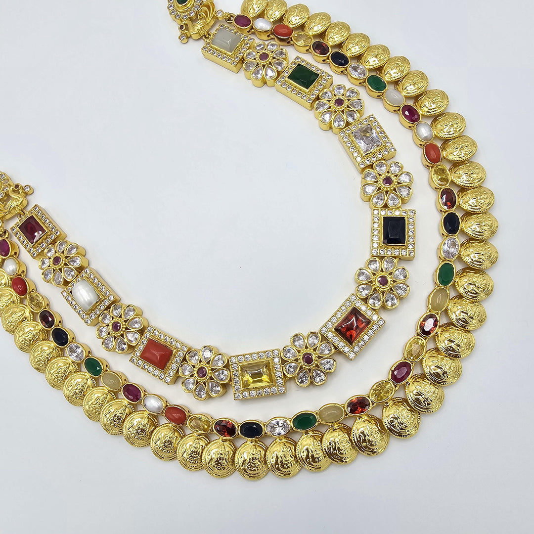 Silver Navratna necklace