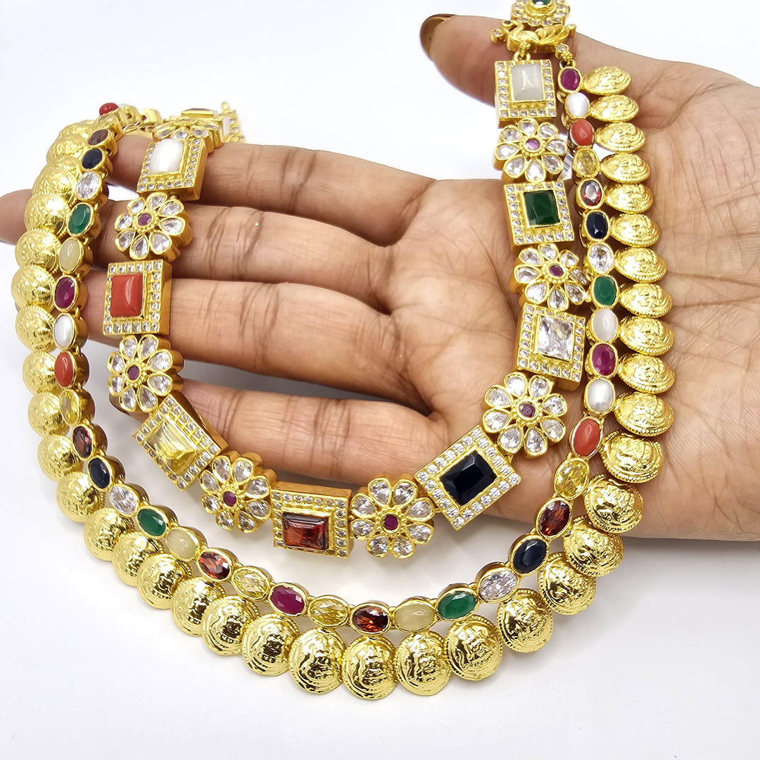 Silver Navratna necklace