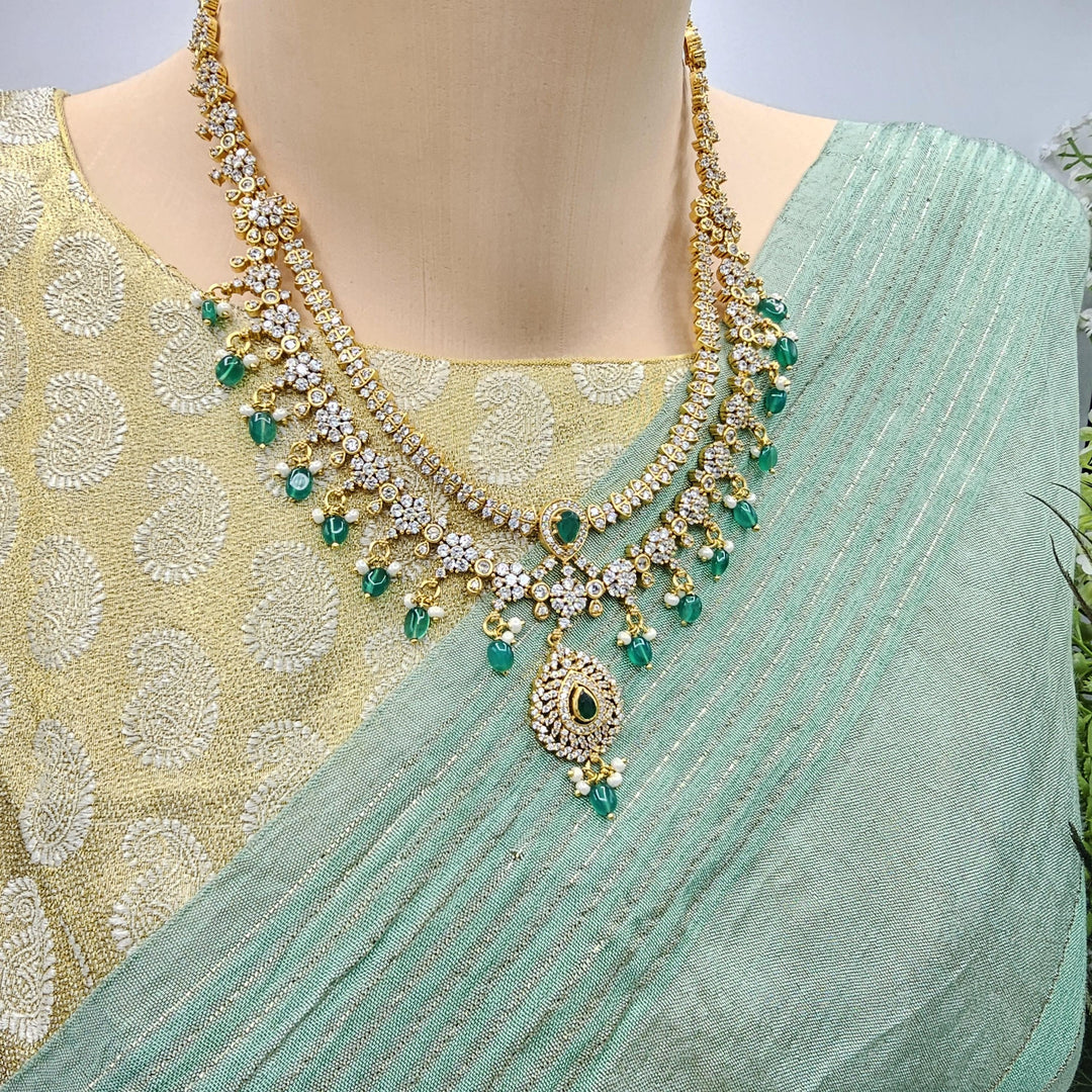 2 layered CZ necklace set