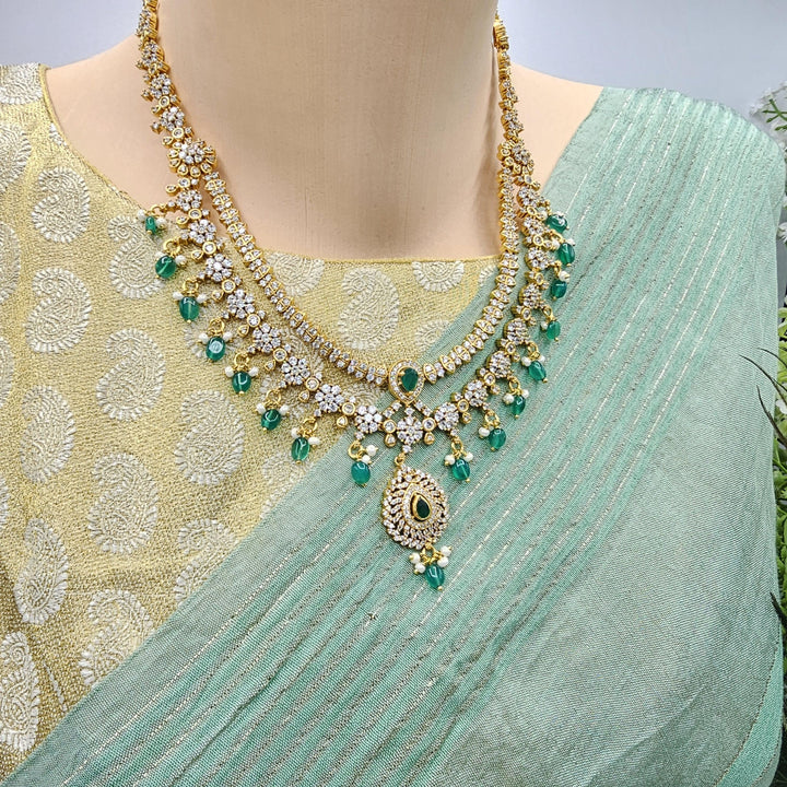 2 layered CZ necklace set