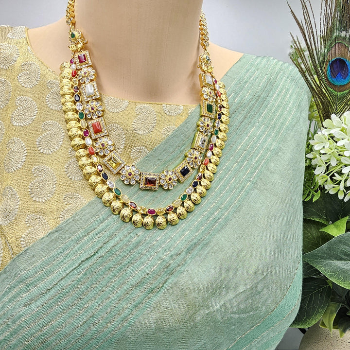 Silver Navratna necklace