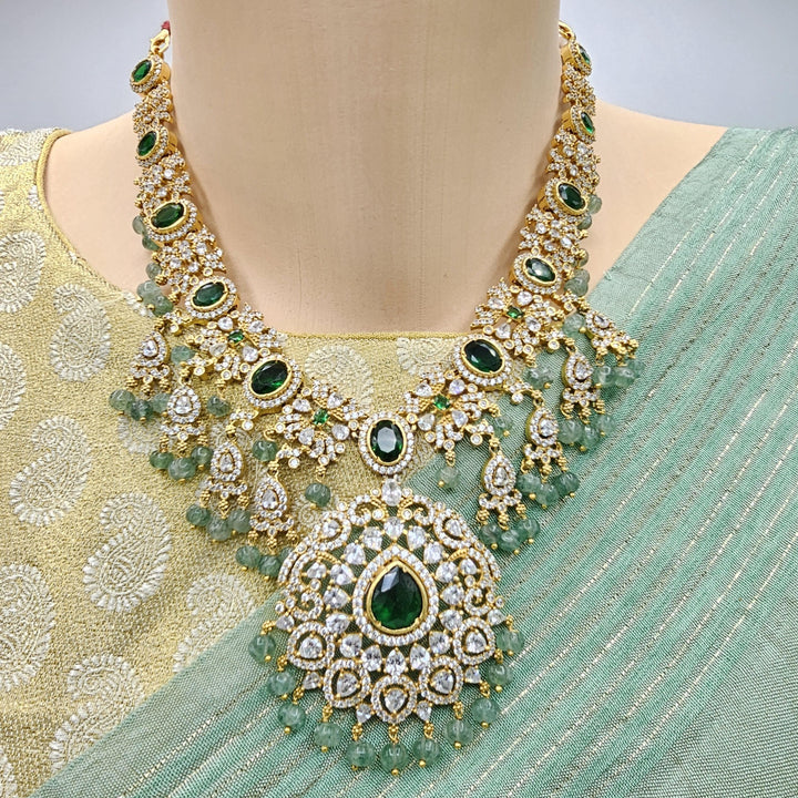 Emerald pumpkin CZ necklace