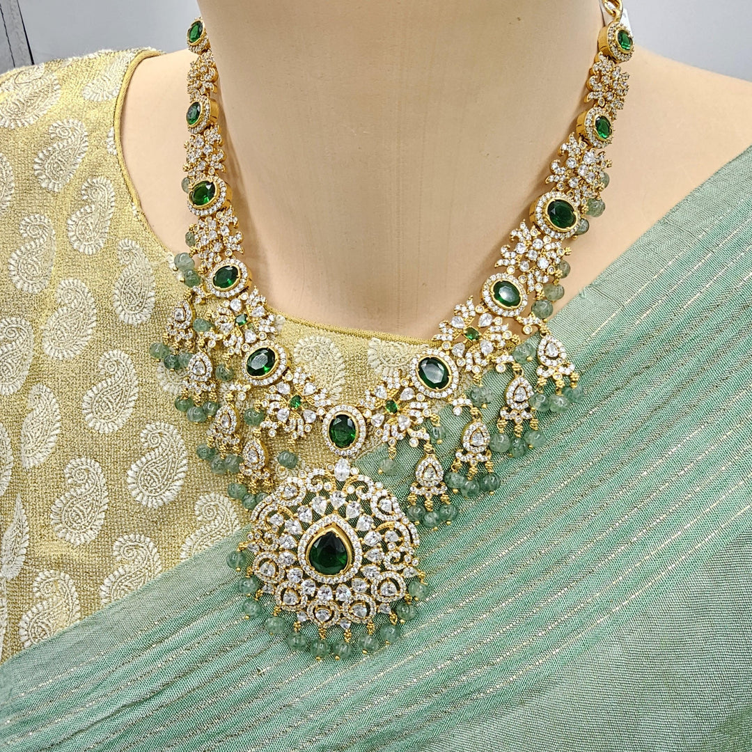 Emerald pumpkin CZ necklace