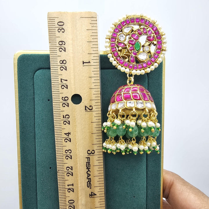 Silver Kundan Jhumka