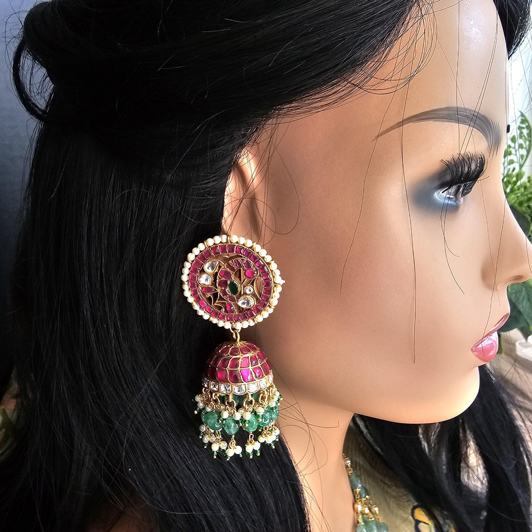 Silver Kundan Jhumka
