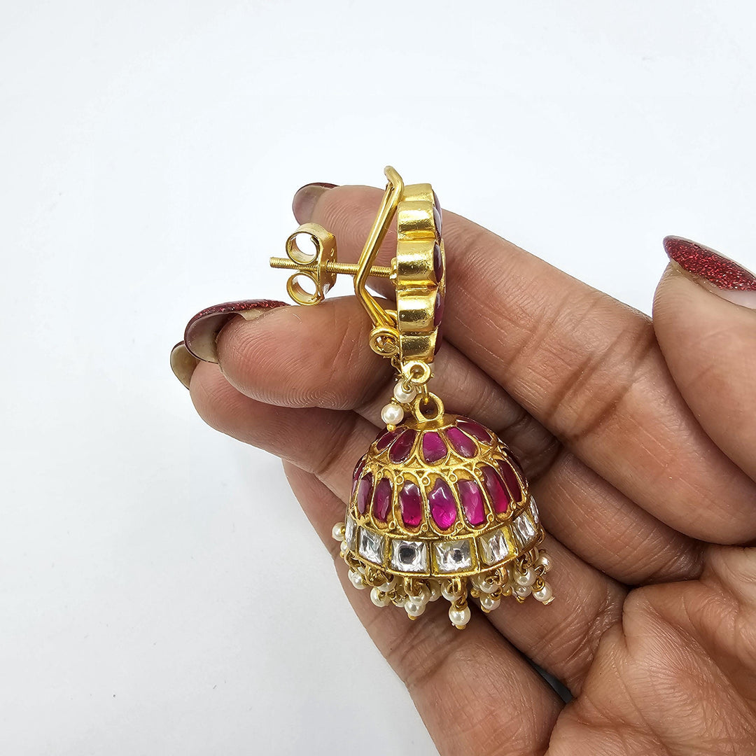 Silver Kundan Jhumka
