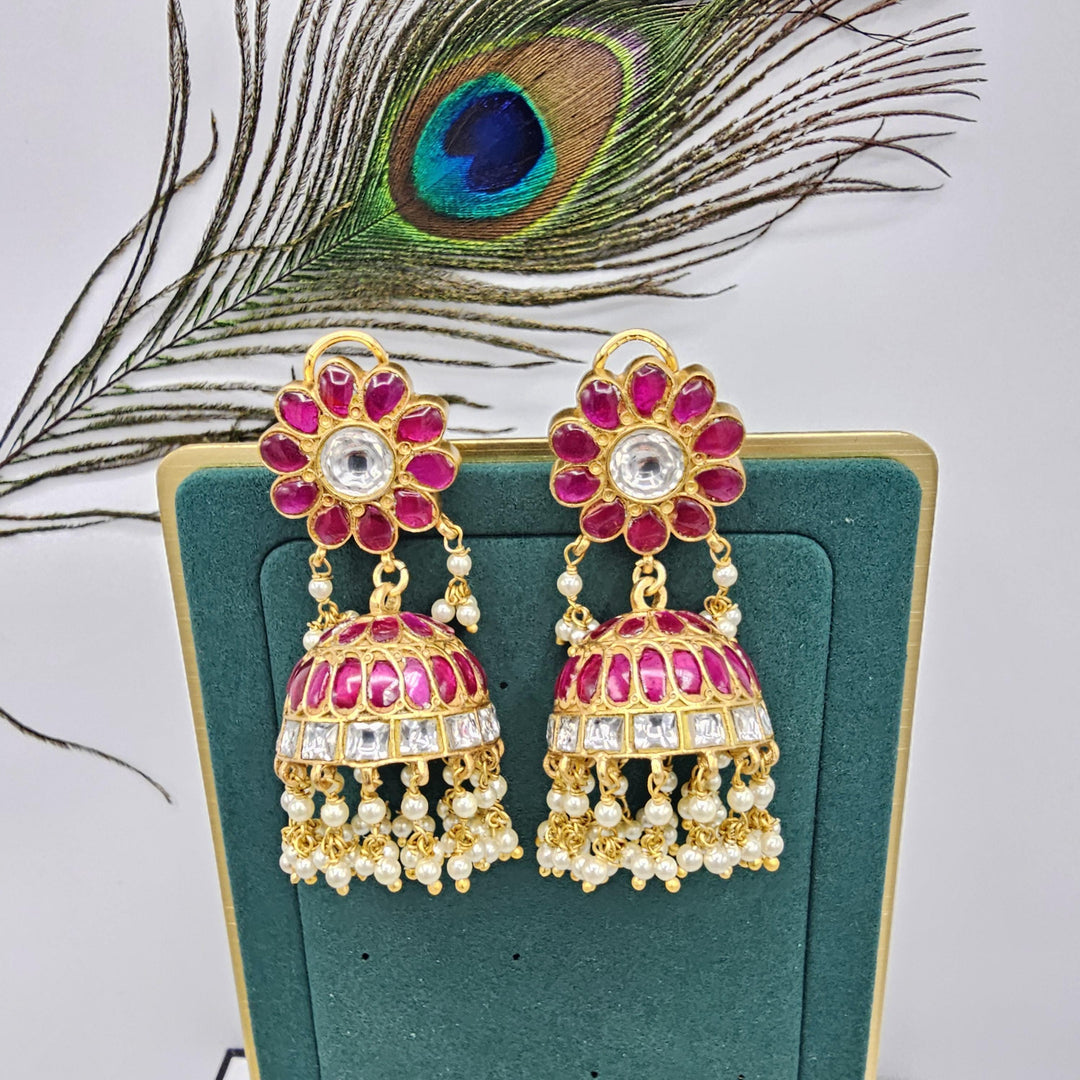 Silver Kundan Jhumka