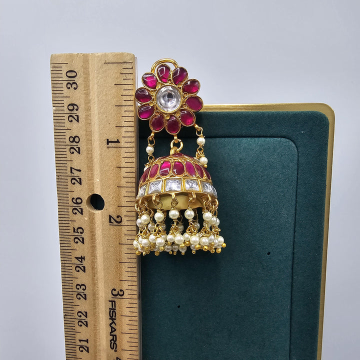 Silver Kundan Jhumka