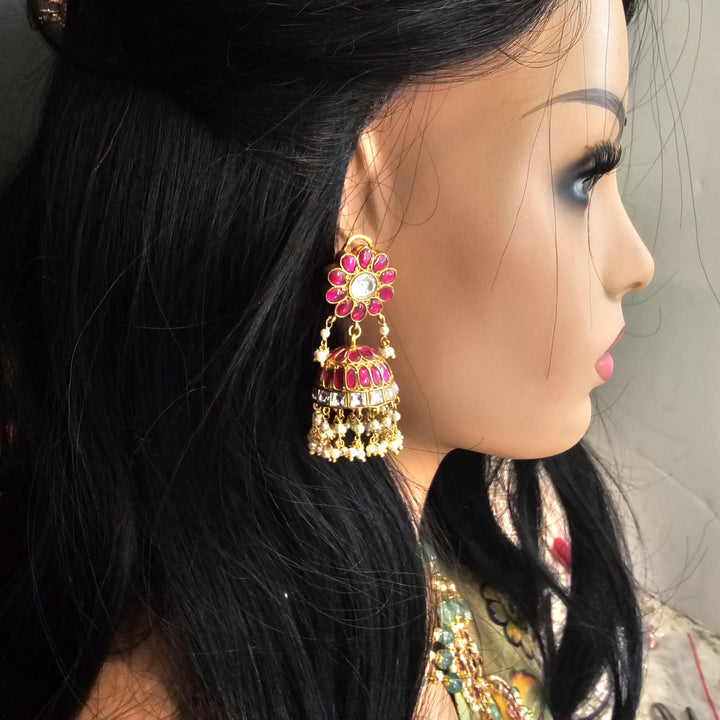 Silver Kundan Jhumka