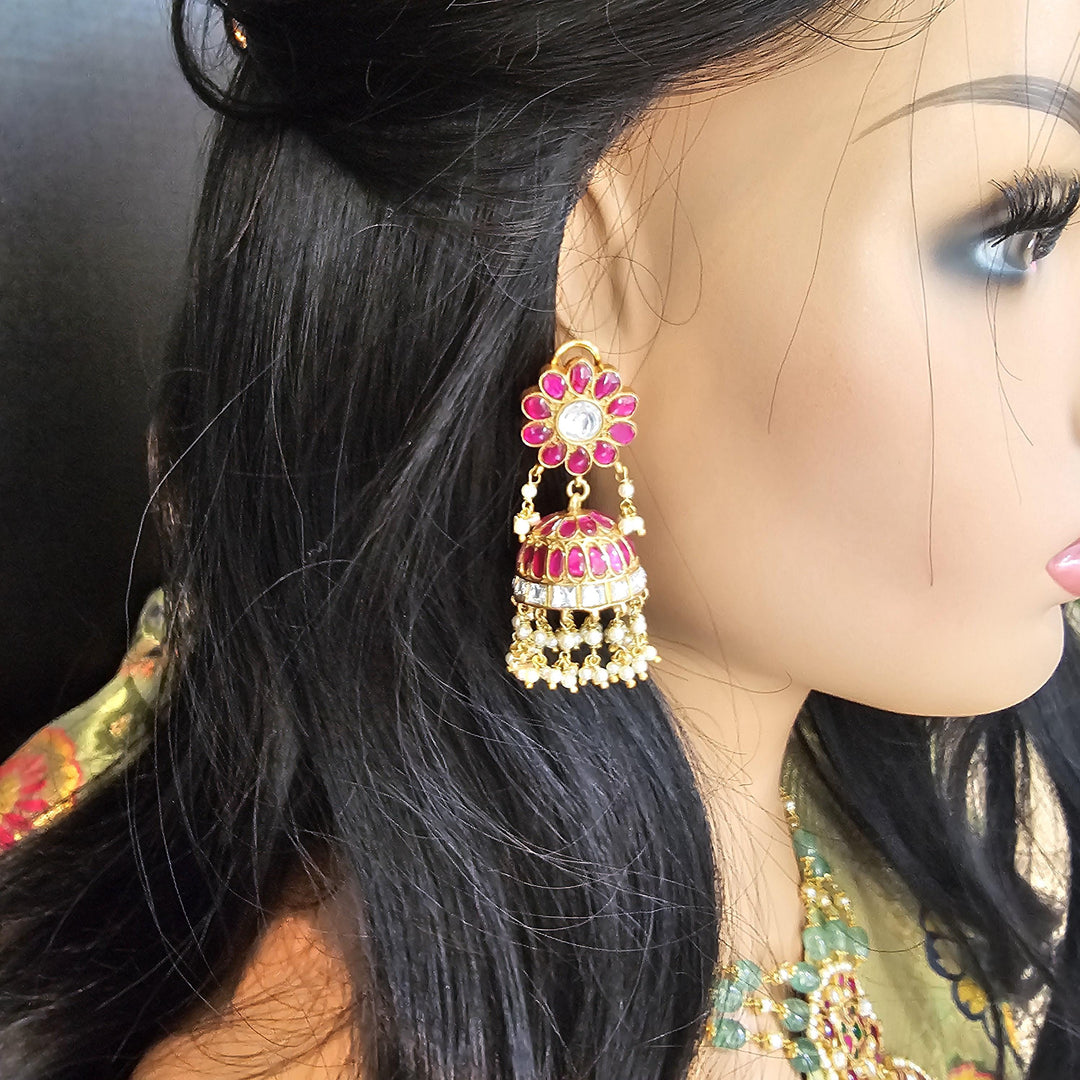 Silver Kundan Jhumka