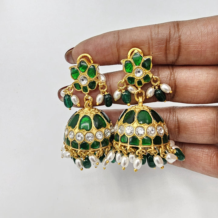 Green Kundan Jhumka