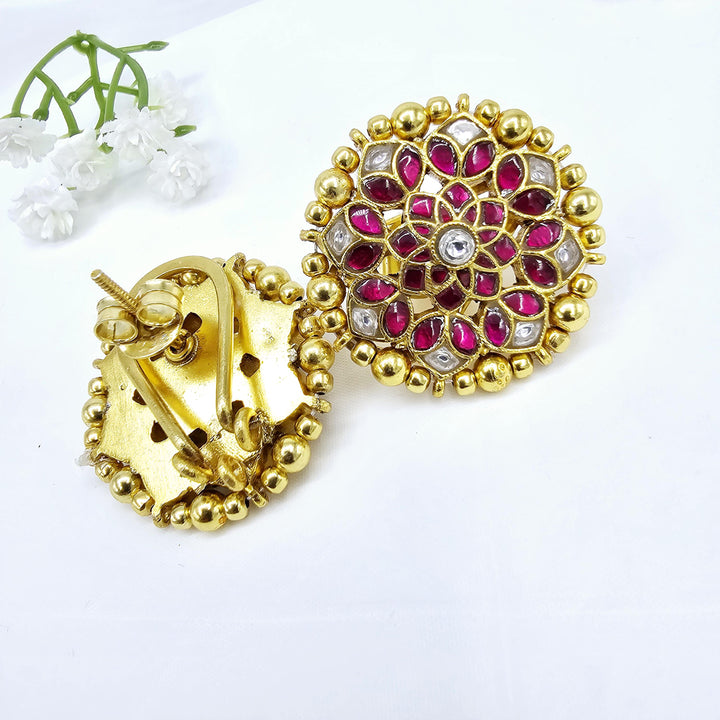 Pink Jadau Kundan studs