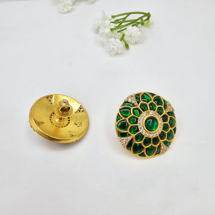 Green Kundan studs