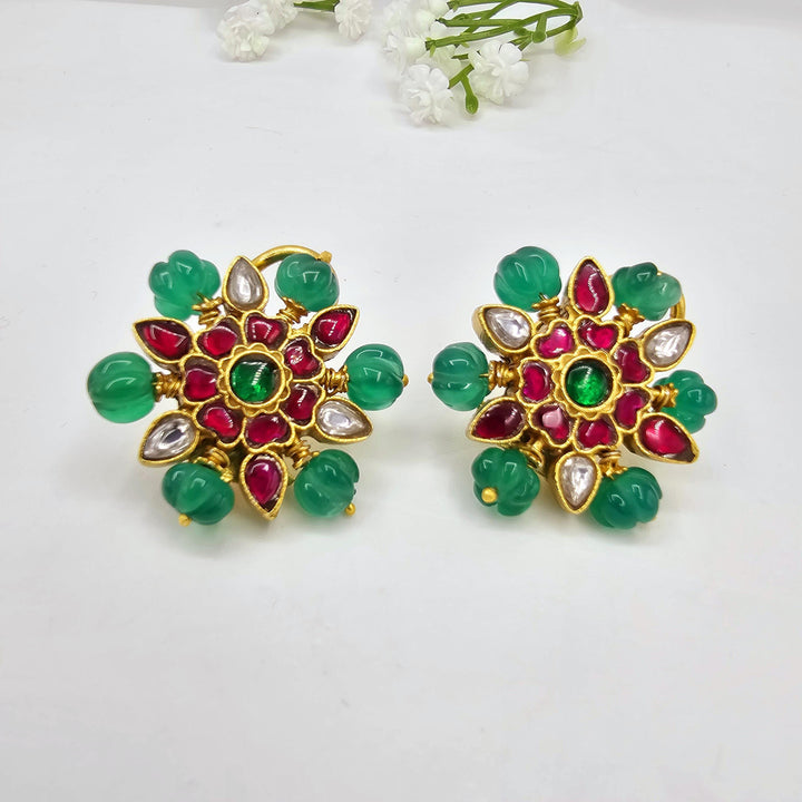 Pumpkin Jadau Kundan studs