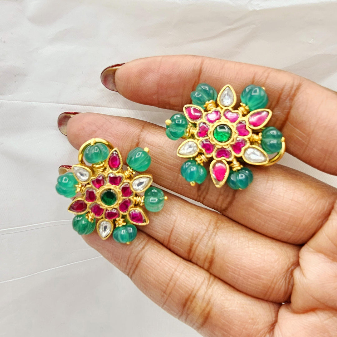 Pumpkin Jadau Kundan studs