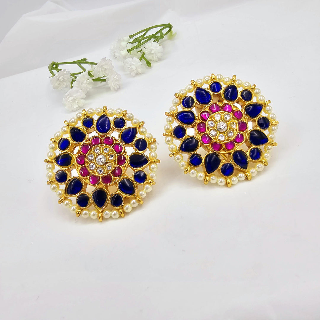 Blue Jadau Kundan studs