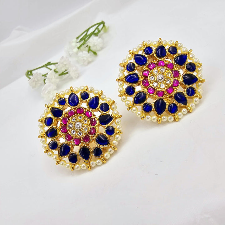 Blue Jadau Kundan studs