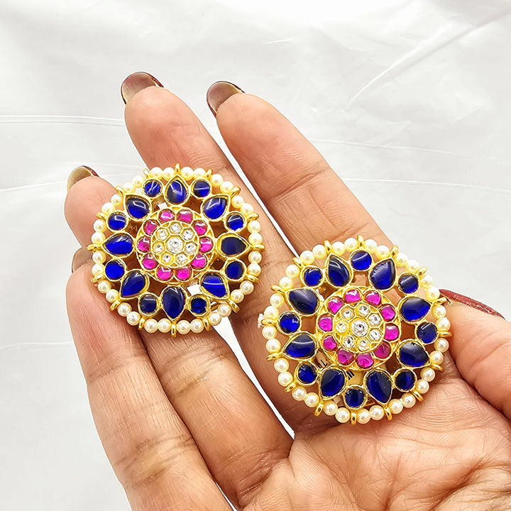 Blue Jadau Kundan studs