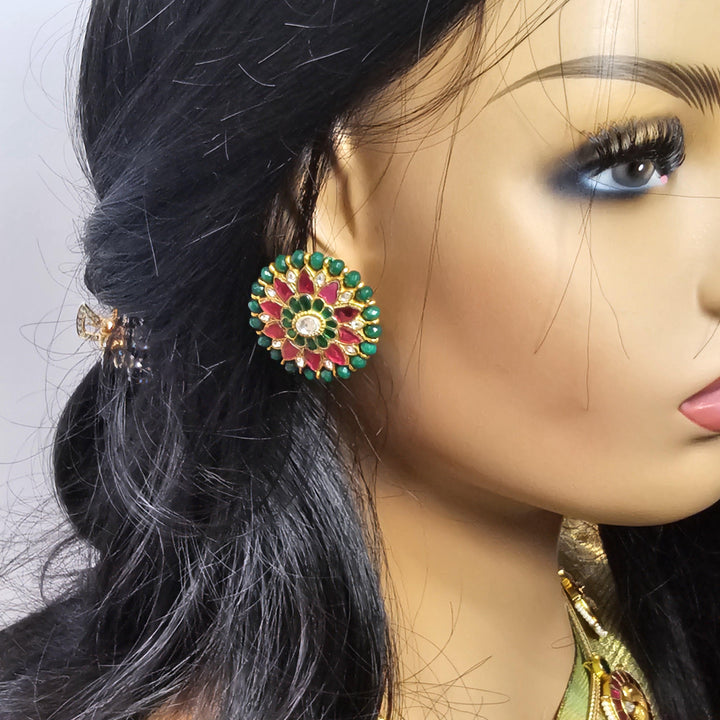 green Silver Studs