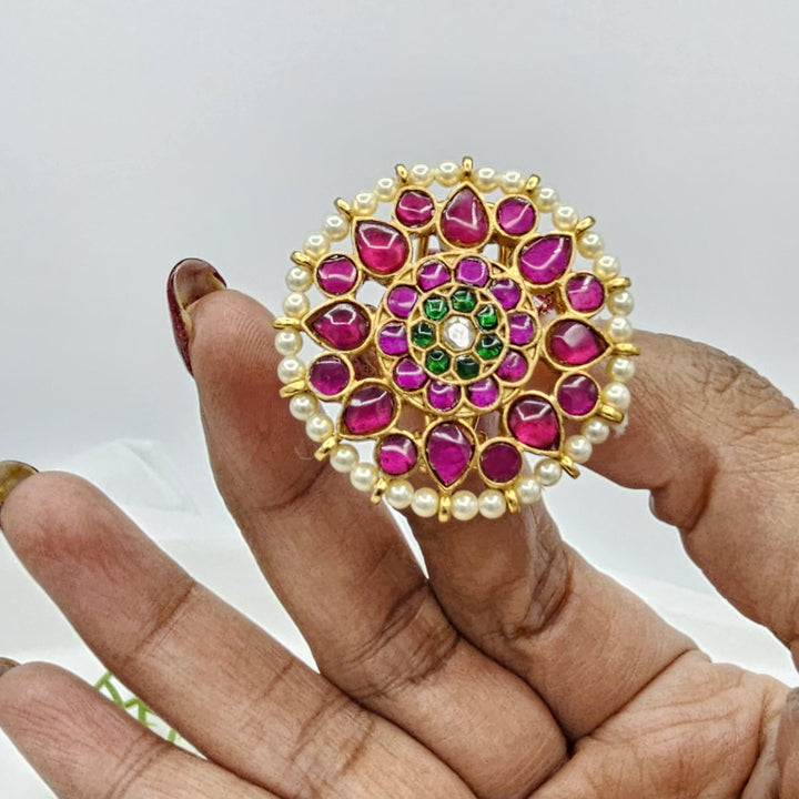Pink Kundan studs