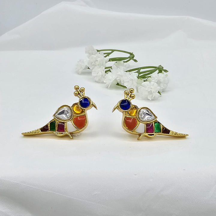 Bird NAVRATNA Silver Studs