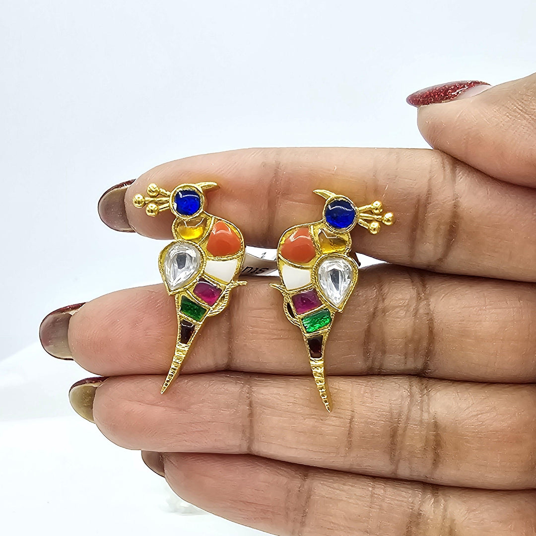 Bird NAVRATNA Silver Studs