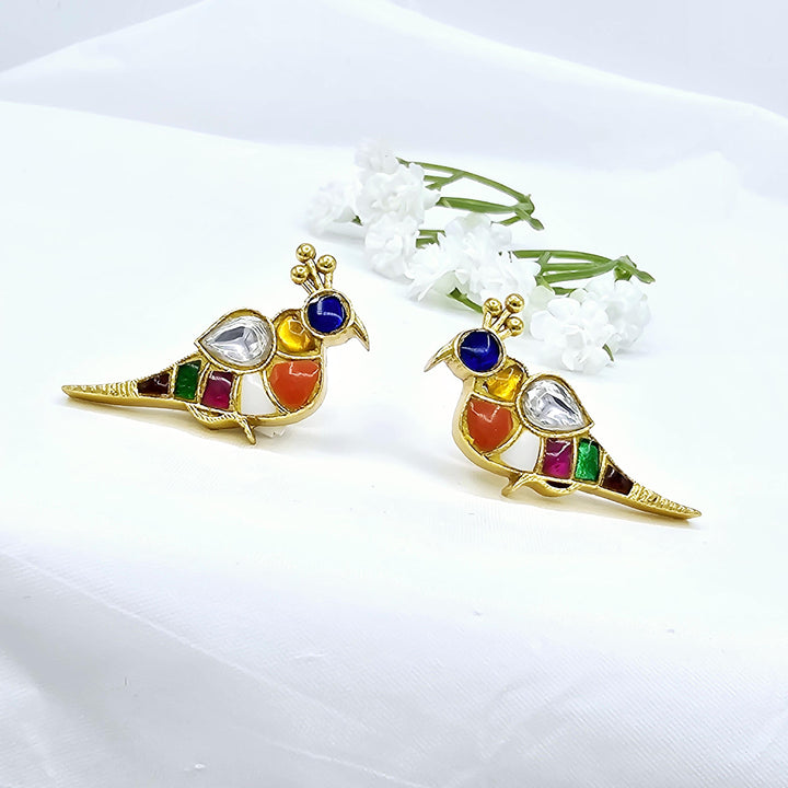 Bird NAVRATNA Silver Studs