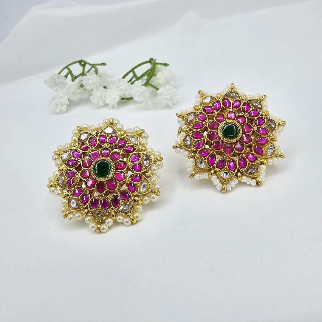 Silver Jadau Kundan studs