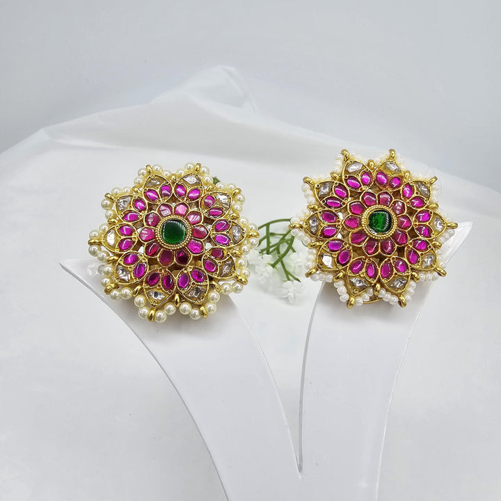 Silver Jadau Kundan studs
