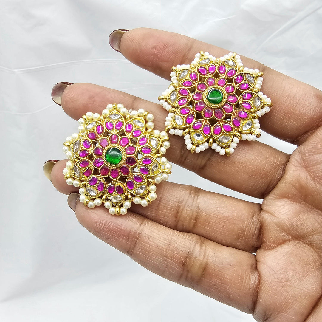 Silver Jadau Kundan studs
