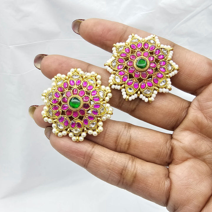 Silver Jadau Kundan studs