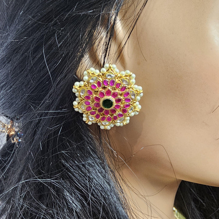 Silver Jadau Kundan studs