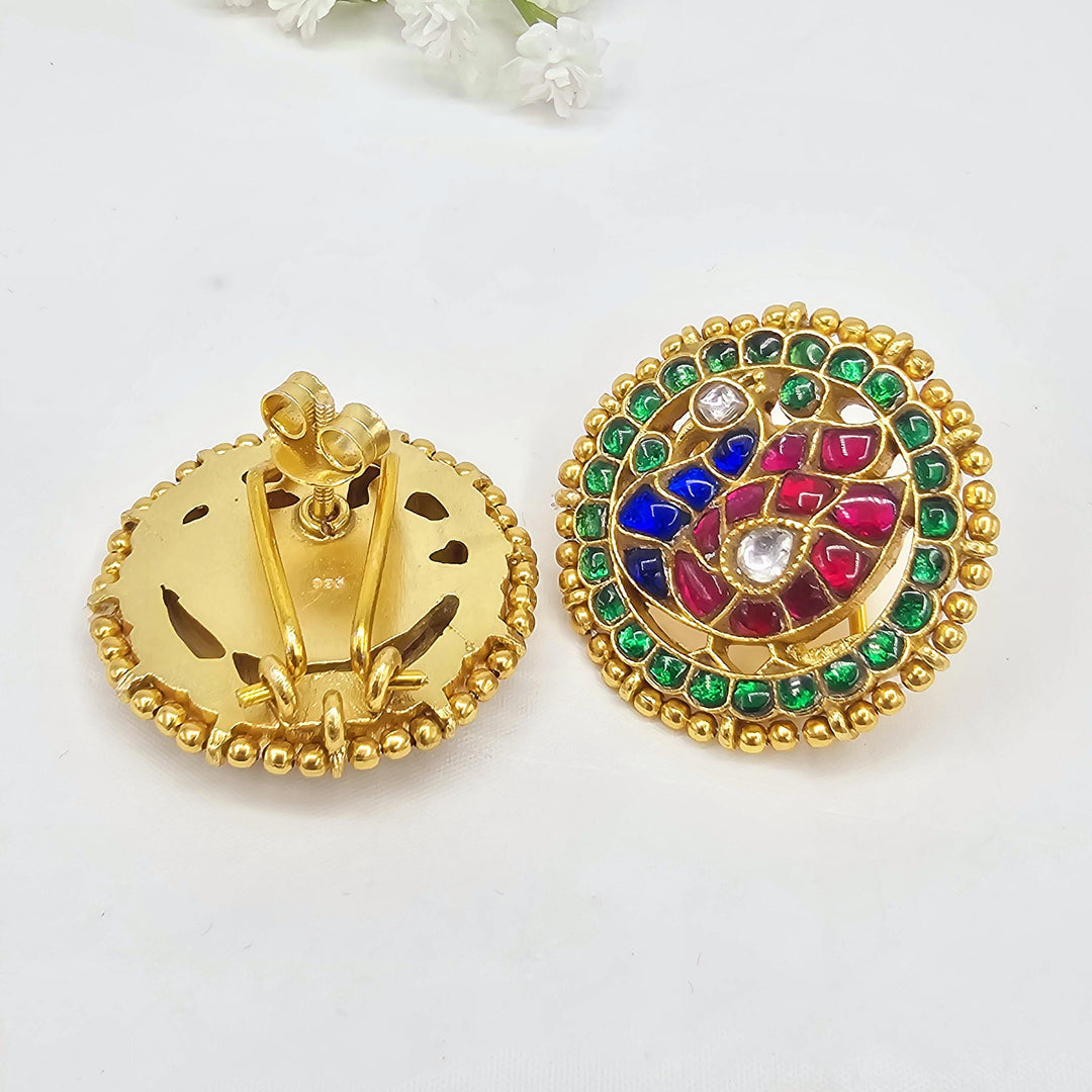 Silver Kundan earrings