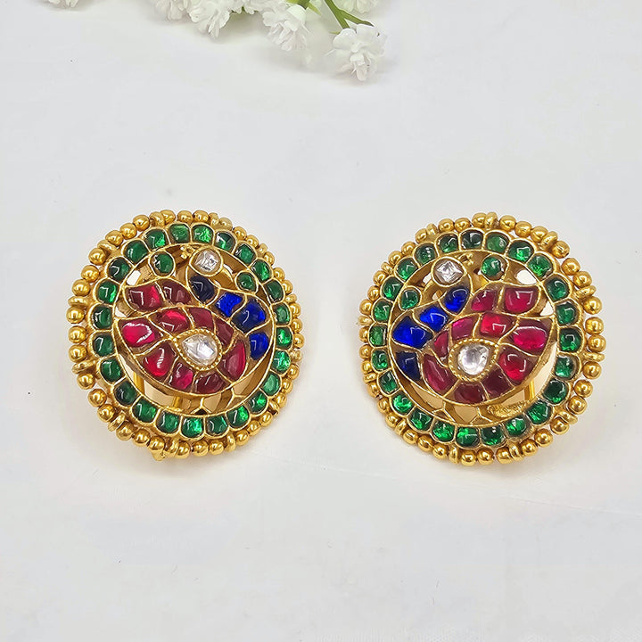 Silver Kundan earrings