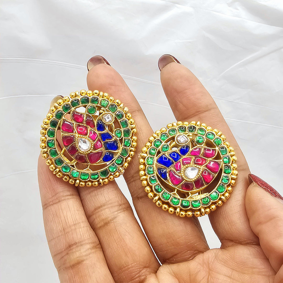 Silver Kundan earrings