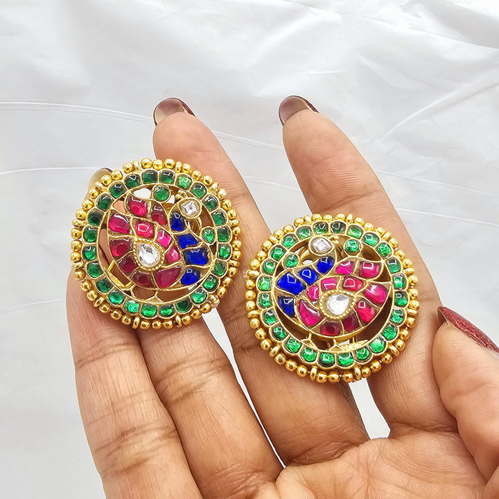 Silver Kundan earrings