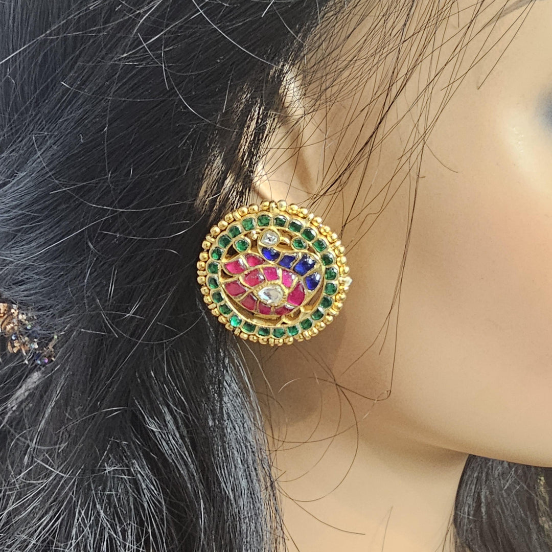 Silver Kundan earrings