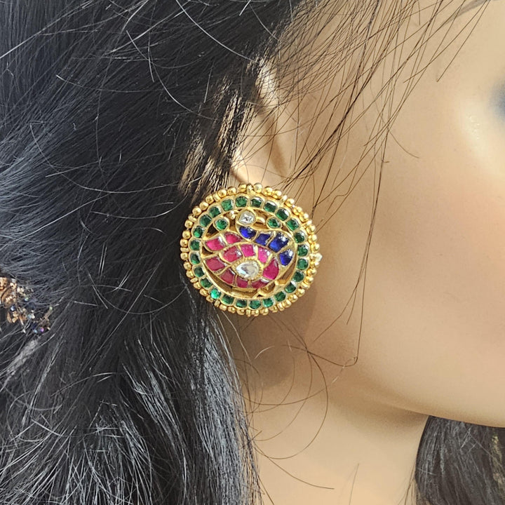 Silver Kundan earrings