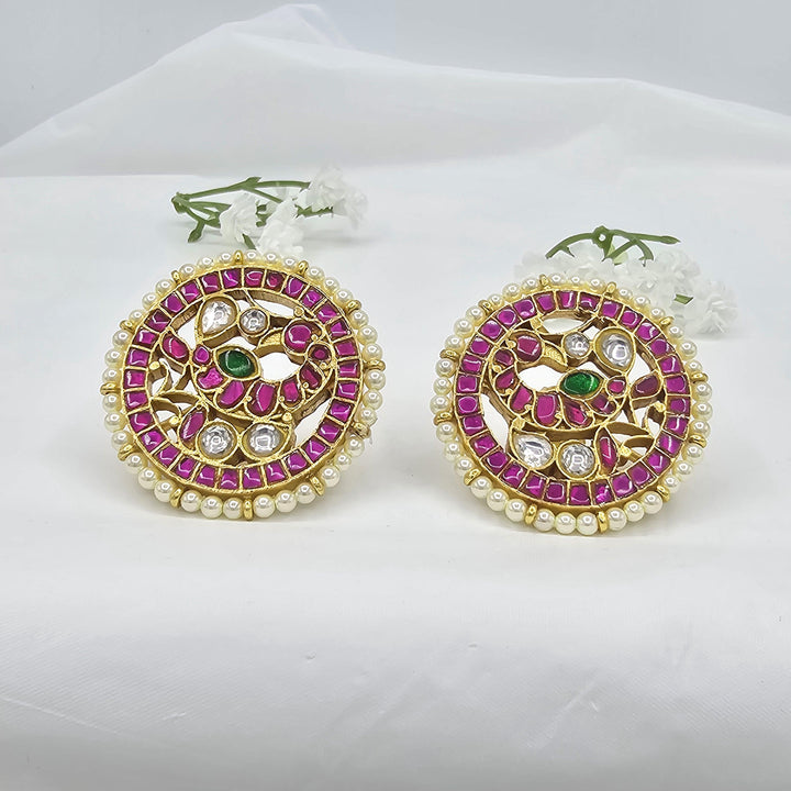 Pink Bird Kundan studs