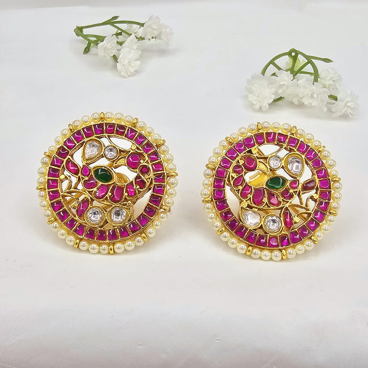 Pink Bird Kundan studs