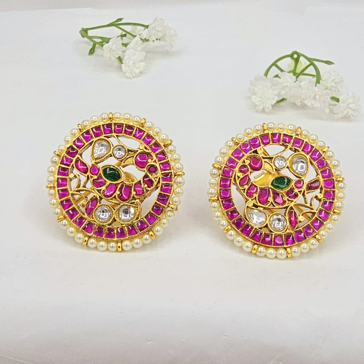 Pink Bird Kundan studs