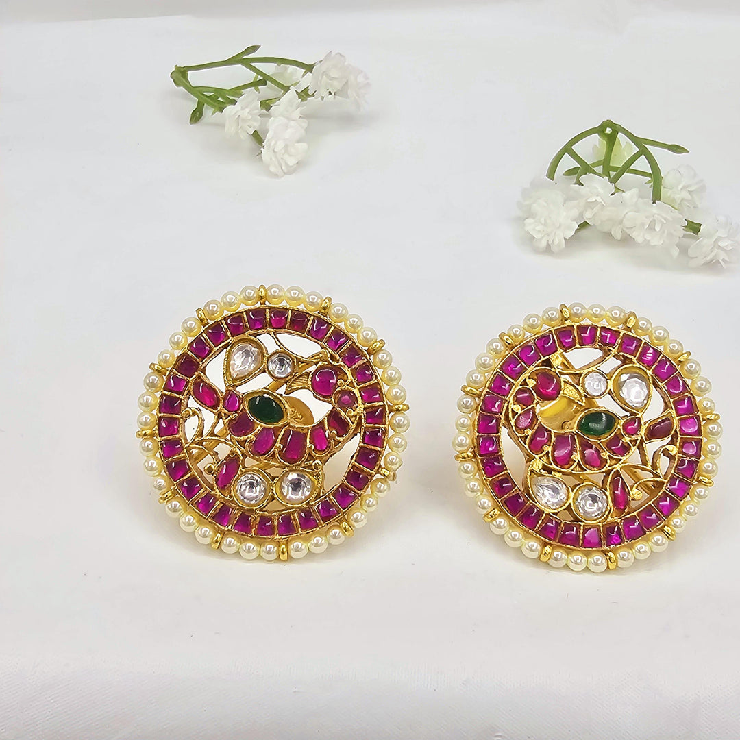 Pink Bird Kundan studs
