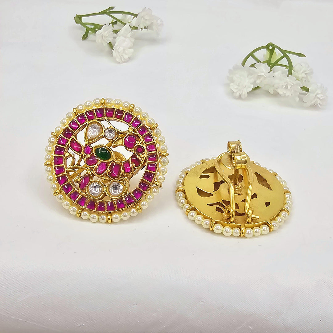Pink Bird Kundan studs