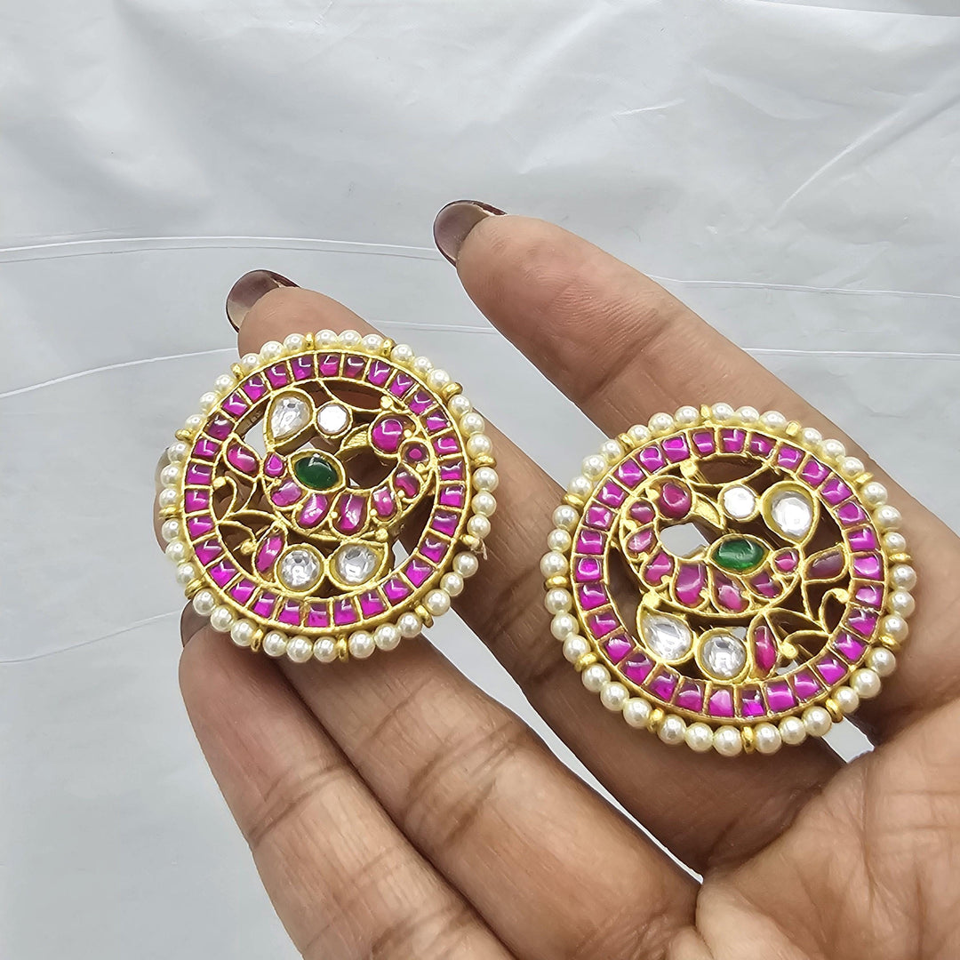 Pink Bird Kundan studs