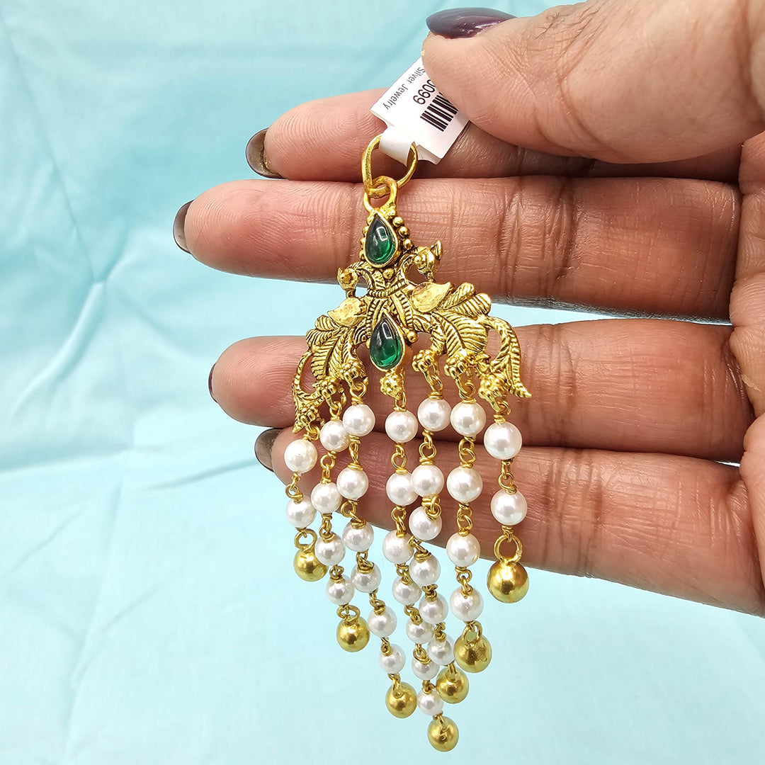 gREEN silver pearl pendant