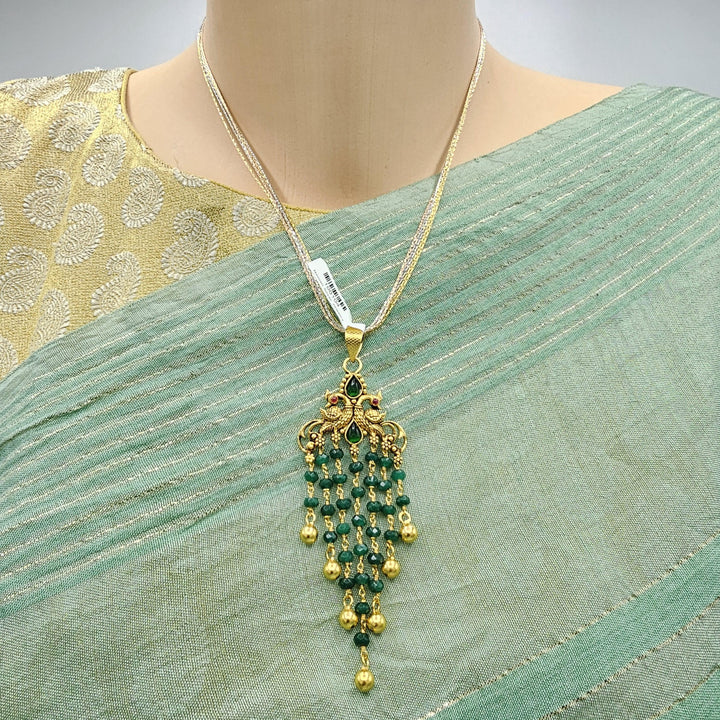 siLVER green pendant set